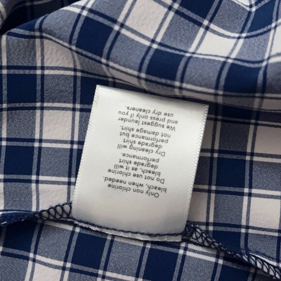 Mizzen+Main Shirt Mens XL Trim Fit Long Sleeve Performance Stretch Plaid Blue - Picture 6 of 7